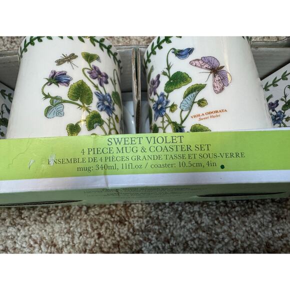 Portmeirion Botanic Garden Sweet Violet 4 Piece mug & coaster Set; Porcelain - Picture 6 of 11